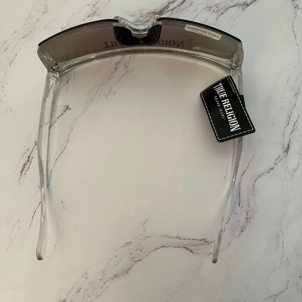 TRUE RELIGION Mirrored Shield Curved Sport Rimless Unisex Casual Sunglasses